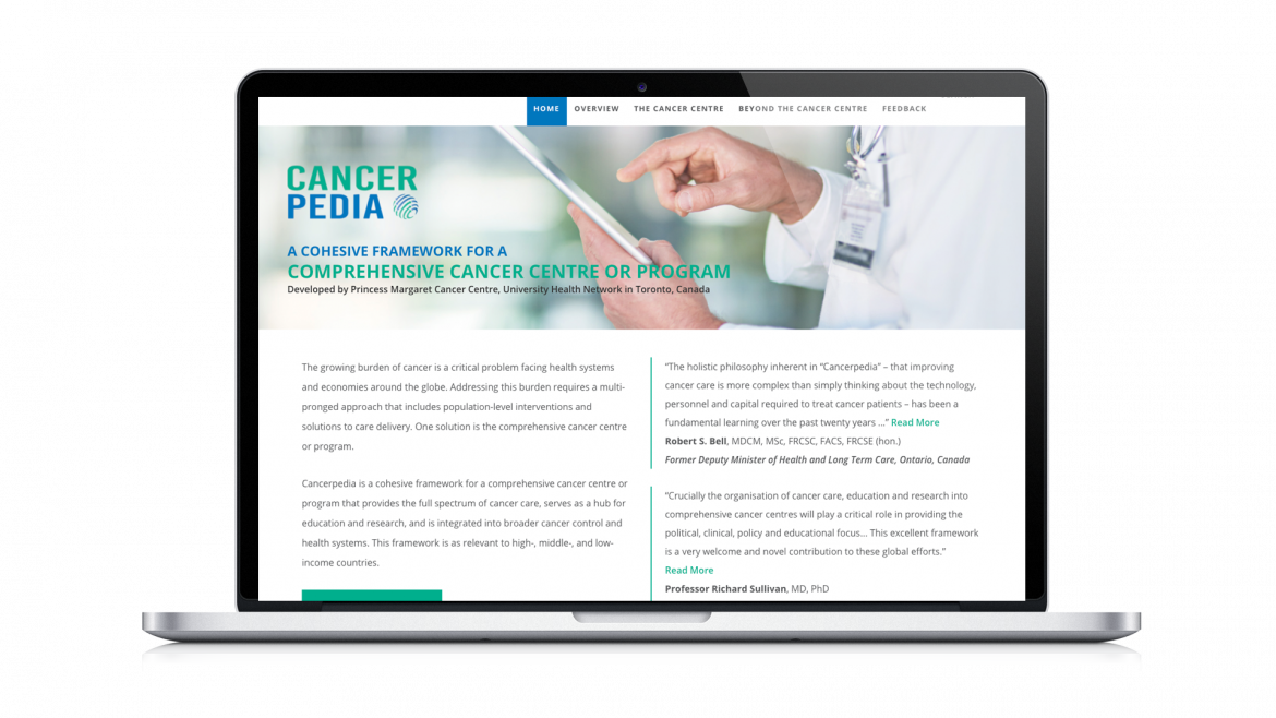 Cancerpedia website on a fake computer