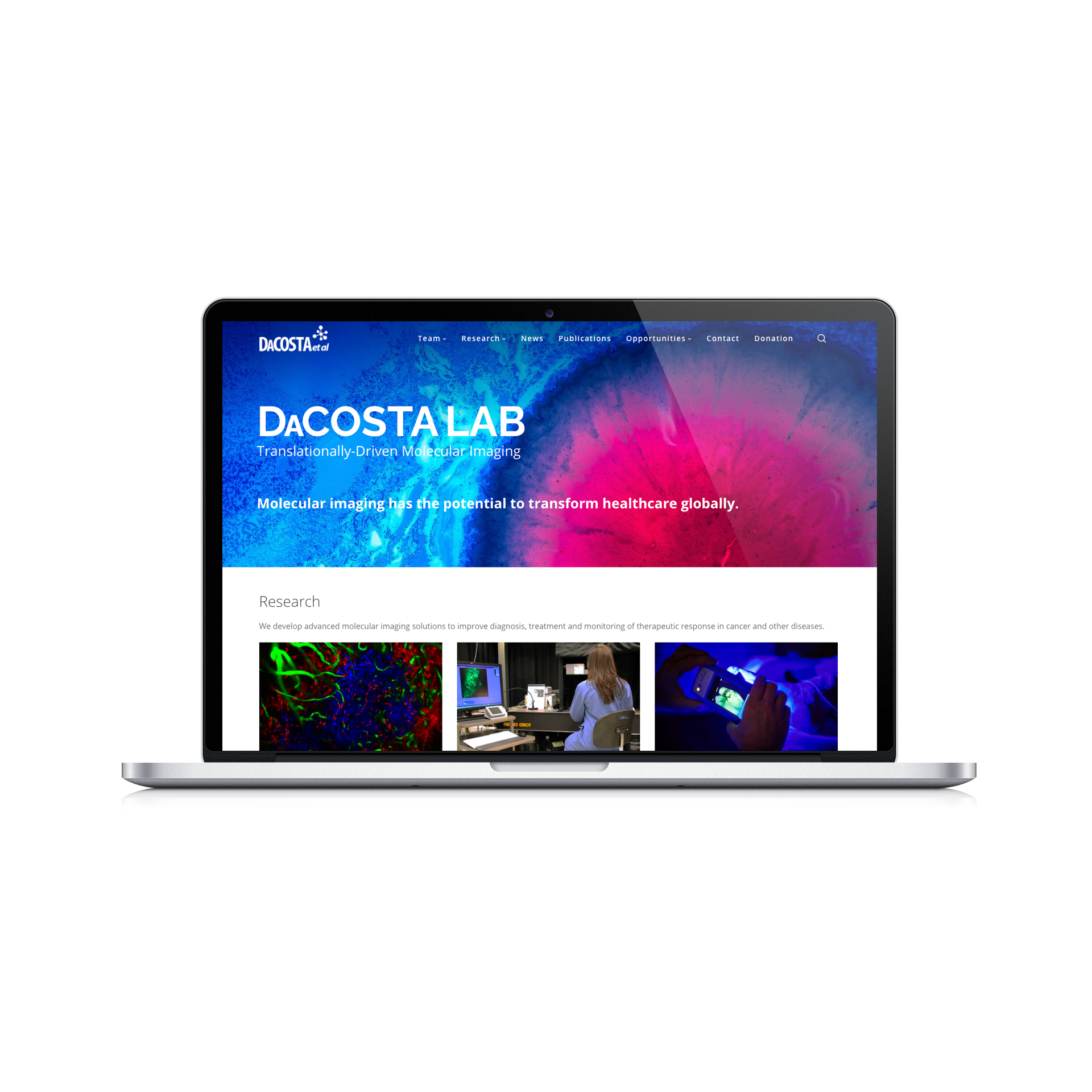 dacosta lab website on a fake computer
